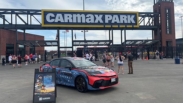 Richmond Raceway pace car sits out front of Carmax Park